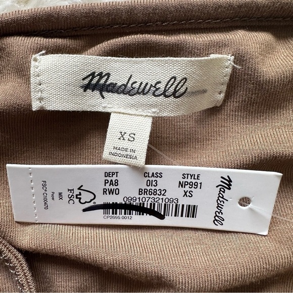 Madewell Top Scoopneck Cami Tank Fitted Cropped Rustic Wood XS NWT New - Picture 7 of 11